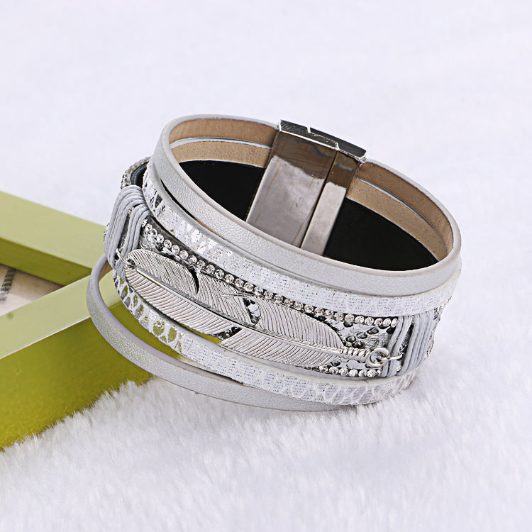 Alloy Feather Leaves Theme Bracelet