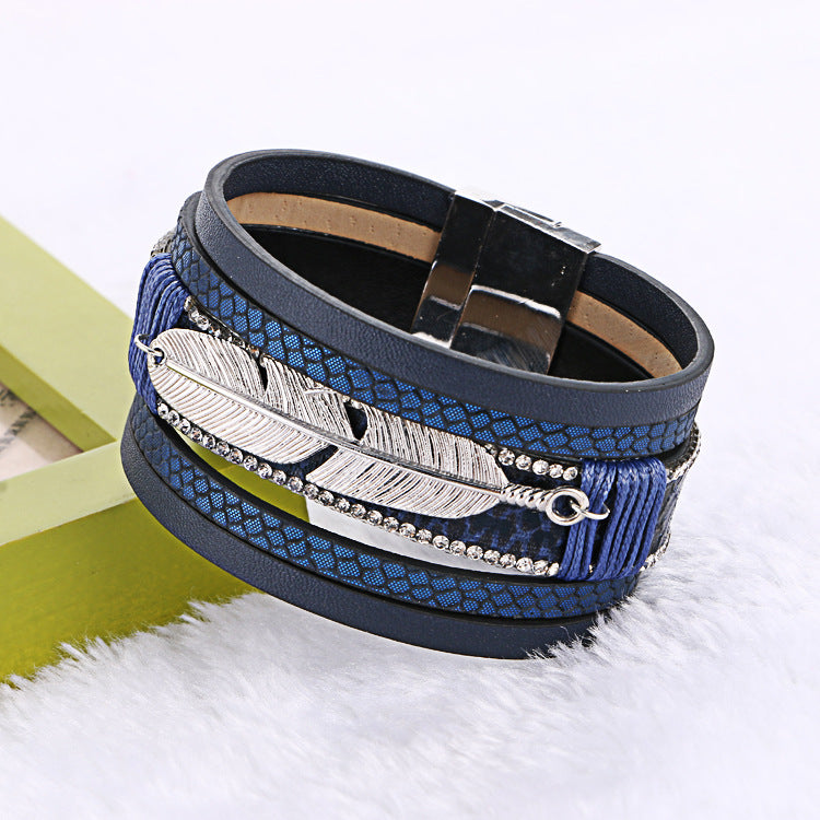 Alloy Feather Leaves Theme Bracelet