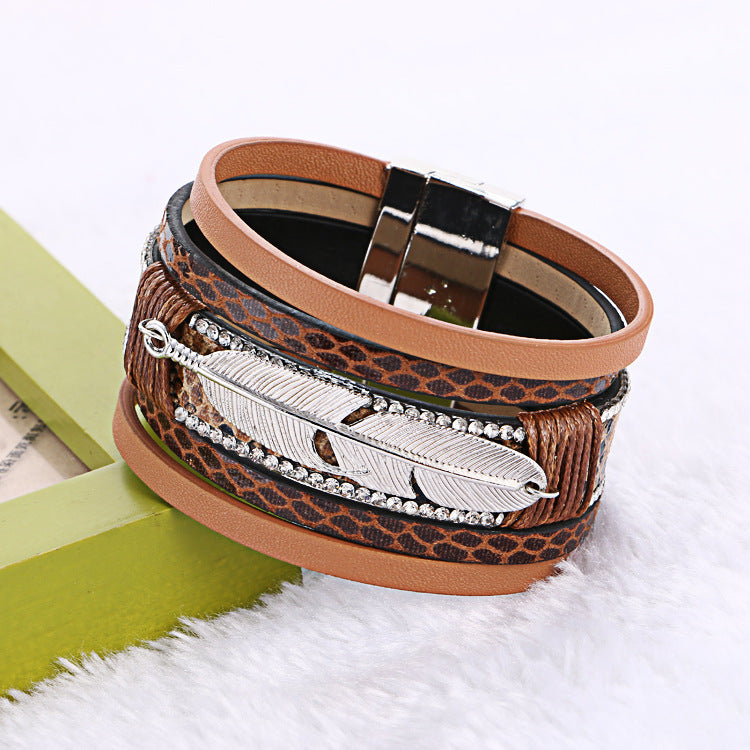 Alloy Feather Leaves Theme Bracelet
