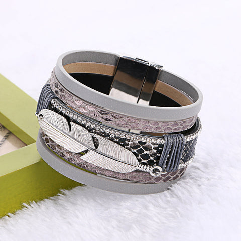 Alloy Feather Leaves Theme Bracelet