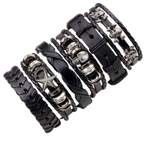 Leather Punk Skull Bracelets & Bangles