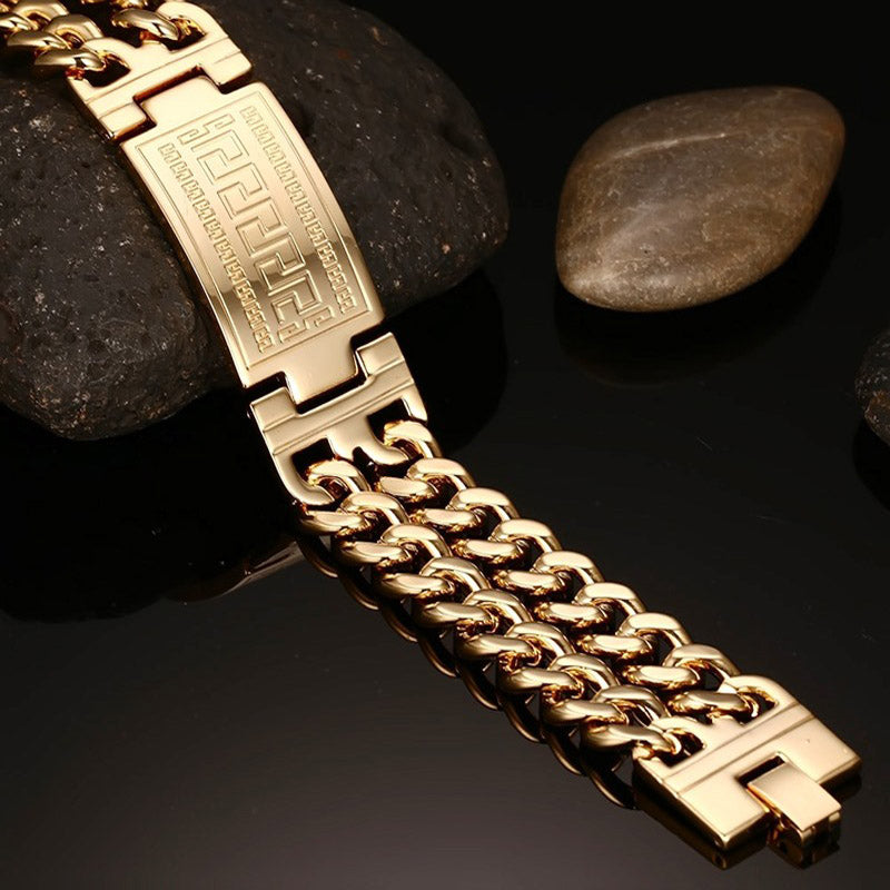 Men's Greece Key ID Tag Bracelet