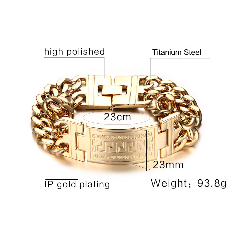 Men's Greece Key ID Tag Bracelet