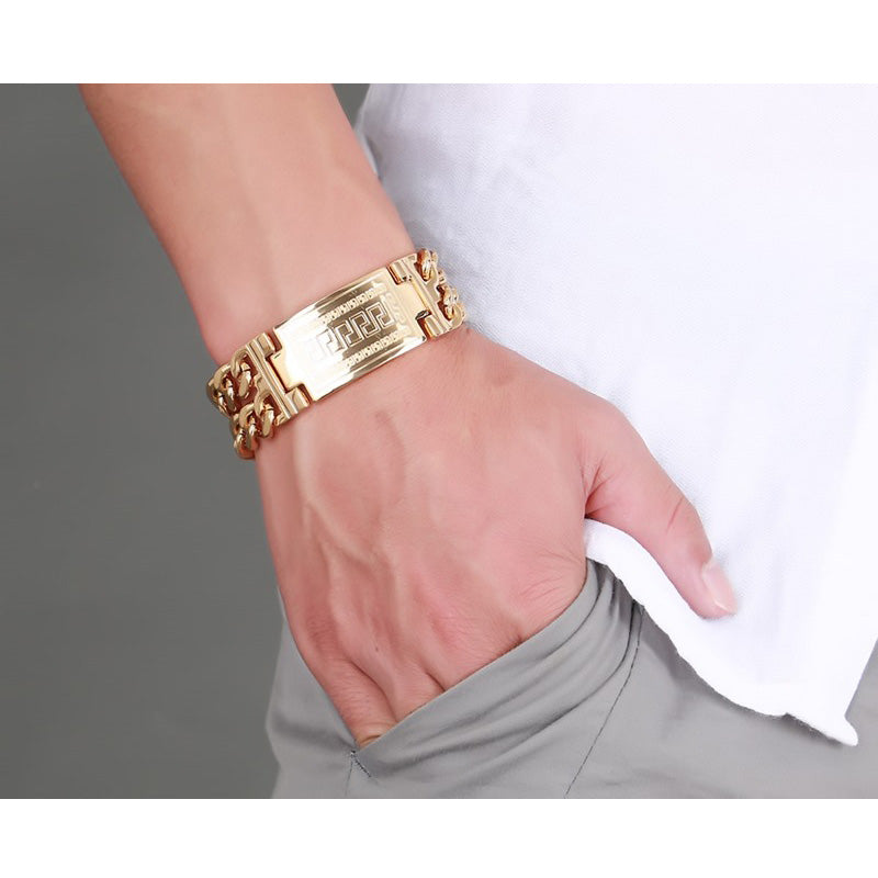Men's Greece Key ID Tag Bracelet