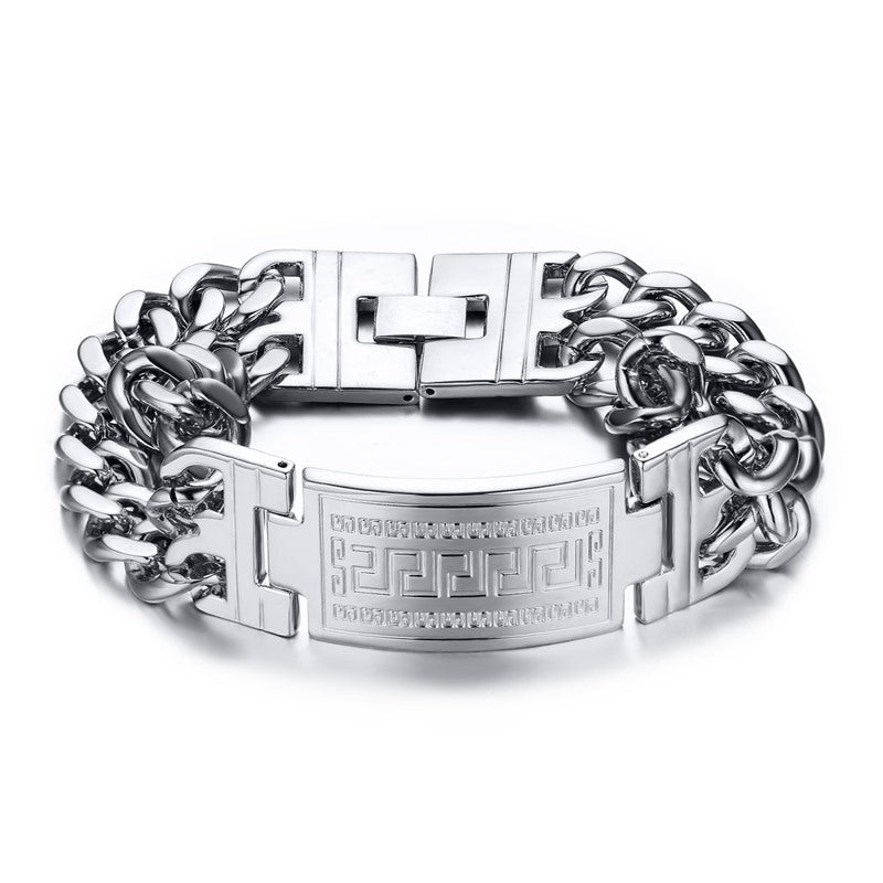 Men's Greece Key ID Tag Bracelet