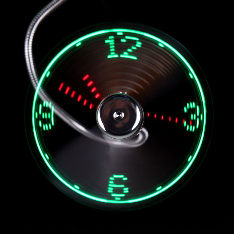 Mini LED USB Light Fan & Clock
