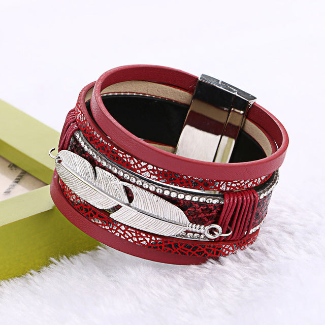 Alloy Feather Leaves Theme Bracelet