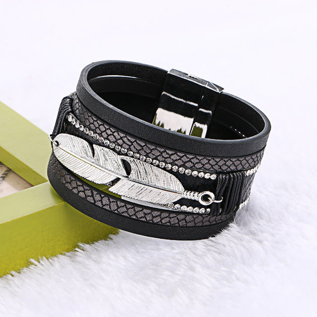 Alloy Feather Leaves Theme Bracelet
