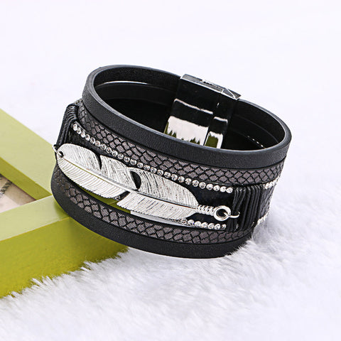 Alloy Feather Leaves Theme Bracelet
