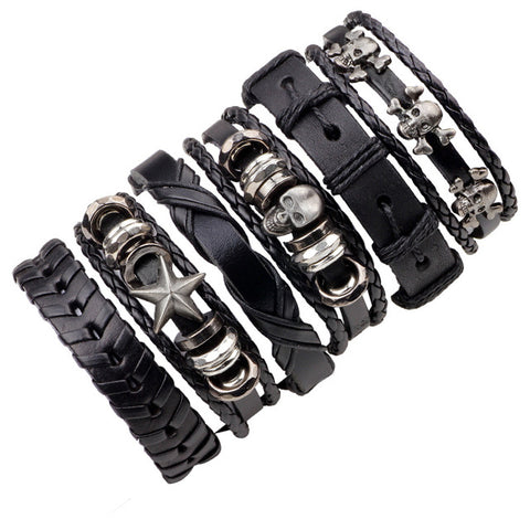 Leather Punk Skull Bracelets & Bangles