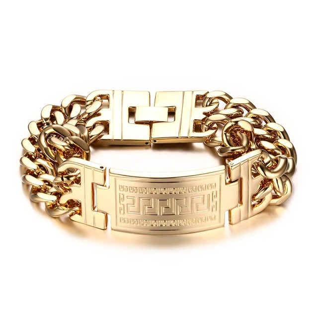 Men's Greece Key ID Tag Bracelet