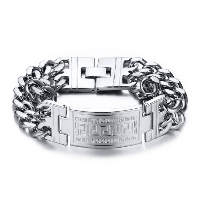 Men's Greece Key ID Tag Bracelet