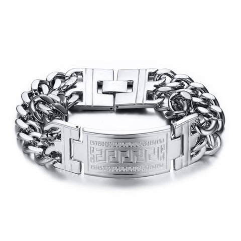 Men's Greece Key ID Tag Bracelet